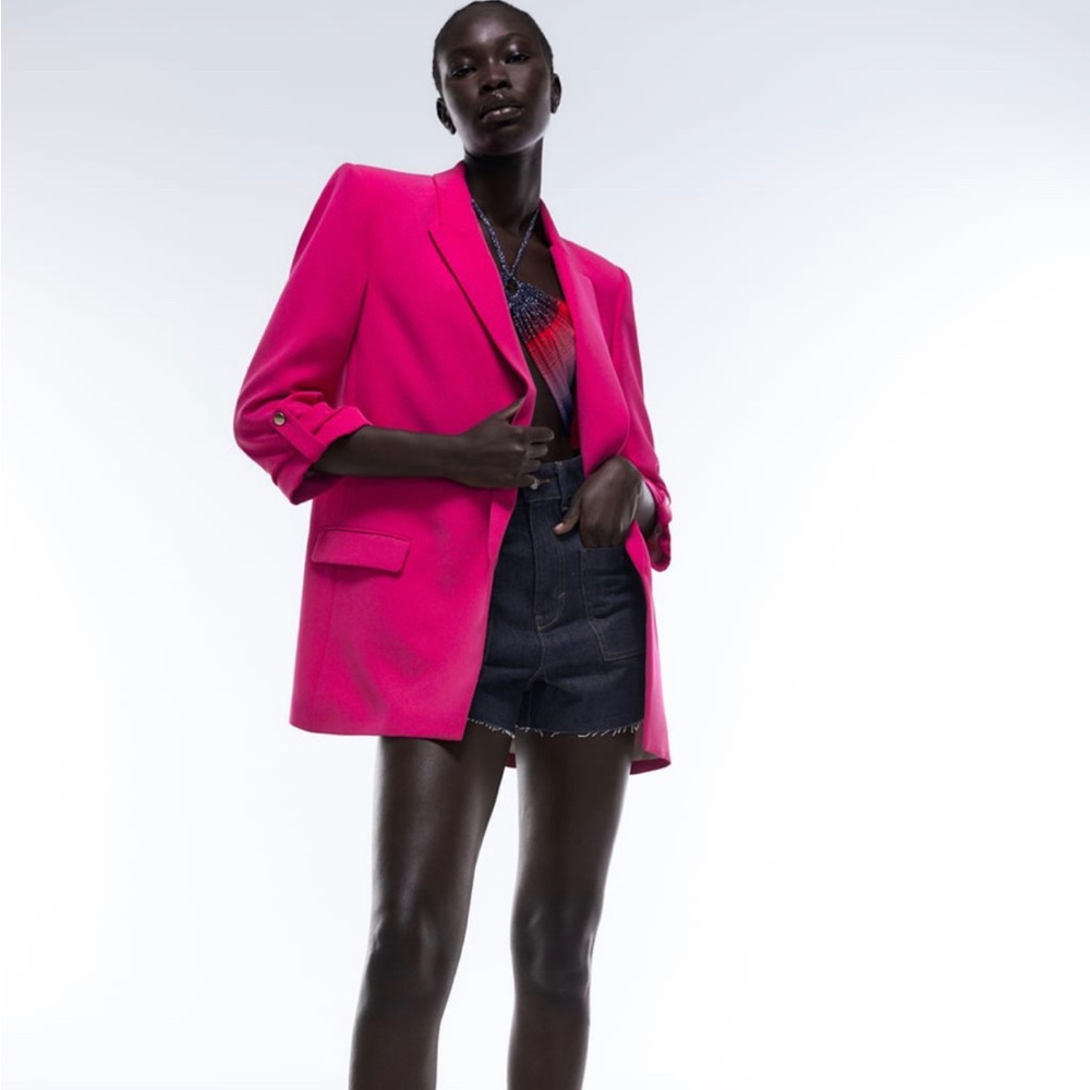 Zara Fuchsia/Pink Blazer with Rolled Sleeves